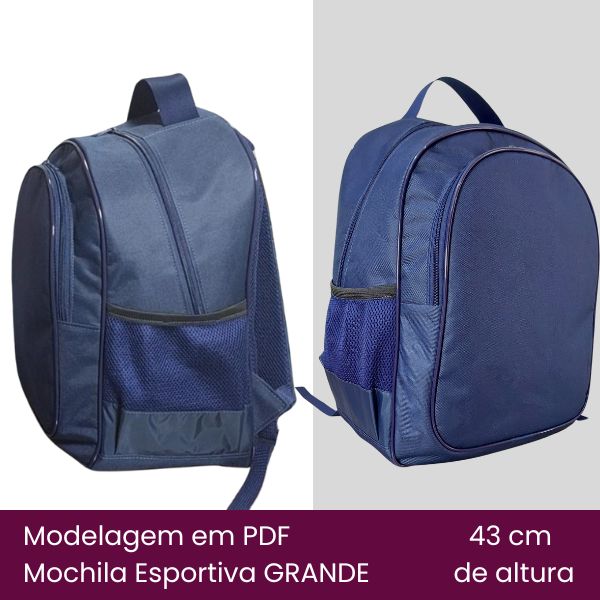 Lateral e detalhe do Bolso Frontal da Mochila Esportiva Tamanho Grande