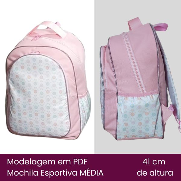 Frente e Lateral da Mochila Esportiva Tamanho Médio